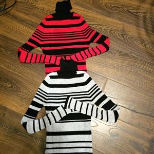 Rue 21 Womens Striped Rib Knit Turtleneck Large Retro 90s Sweater Red White…